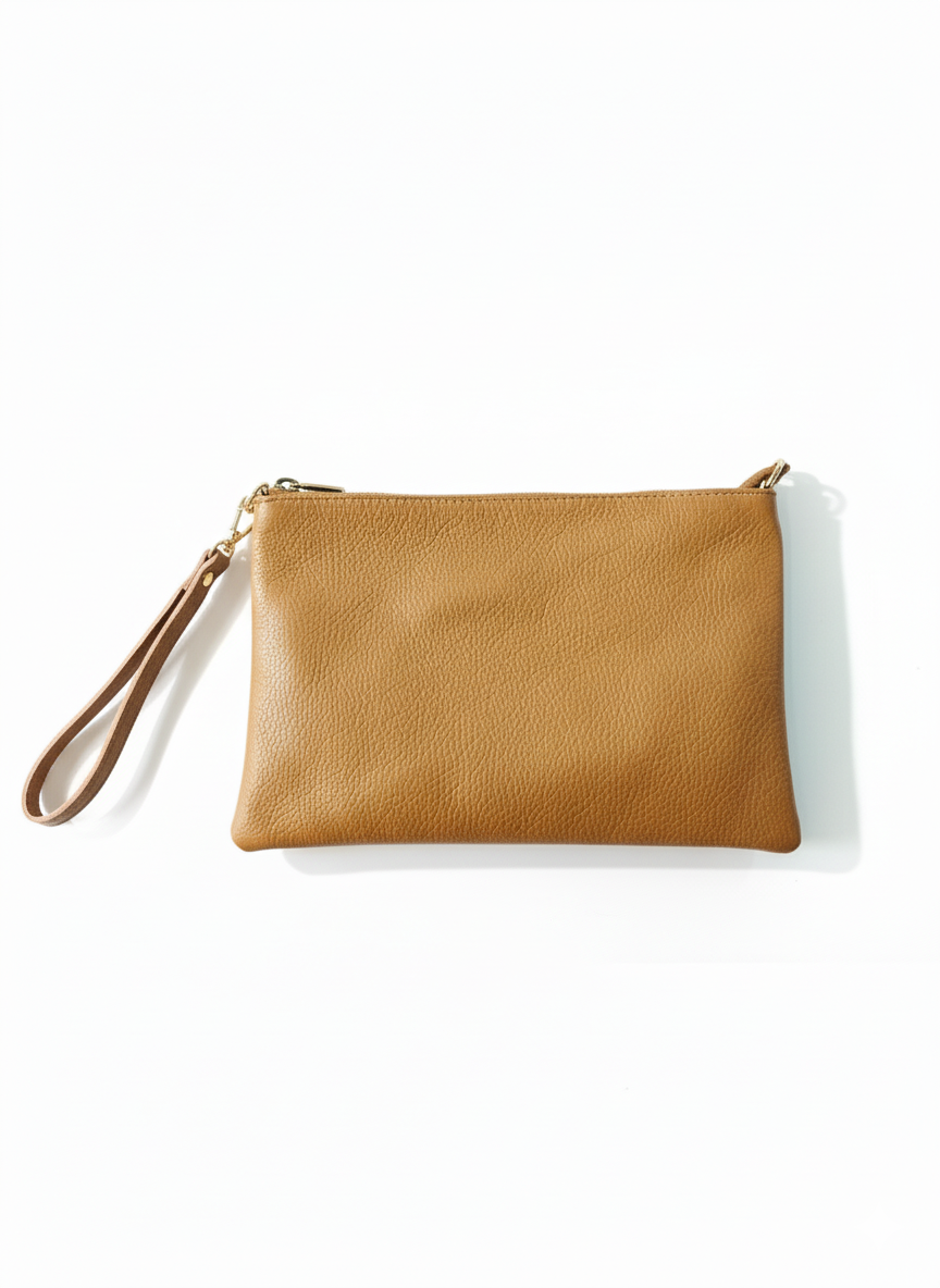 Pochette Miami con tracolla in vera pelle Nocciola