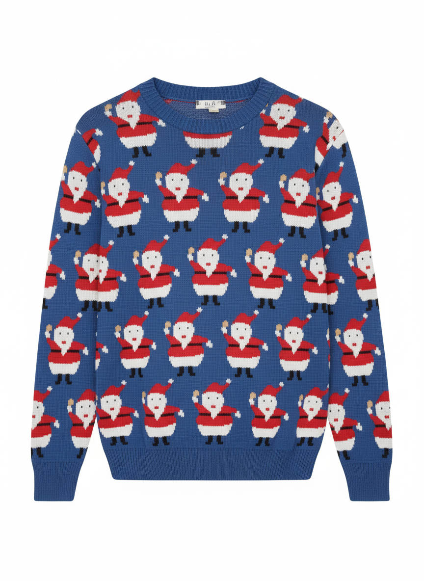 Maglione Natale Santa Blu junior