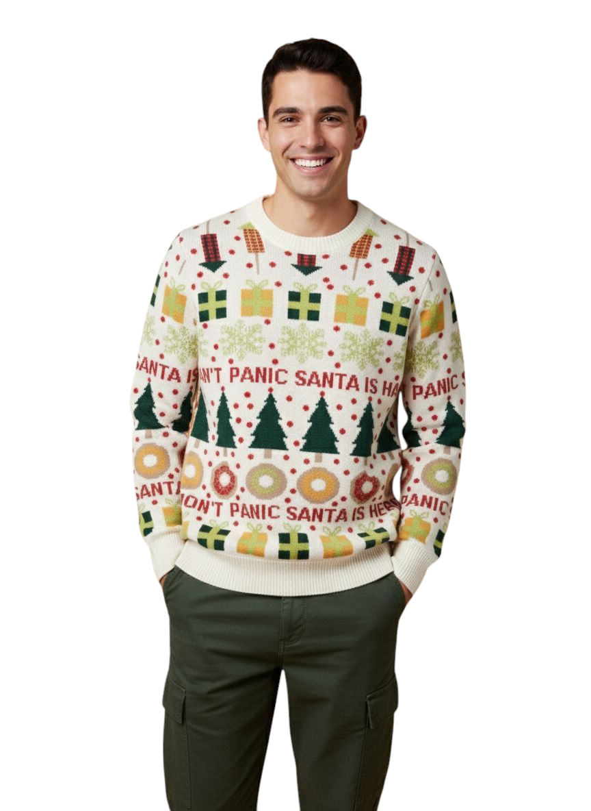 Maglione Natale panna Don't Panic
