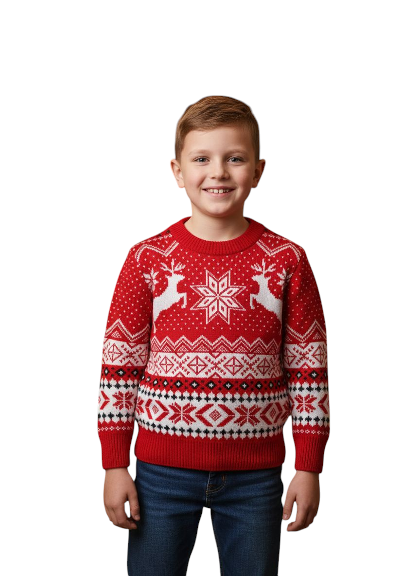 Maglione Natale fiocco rosso junior