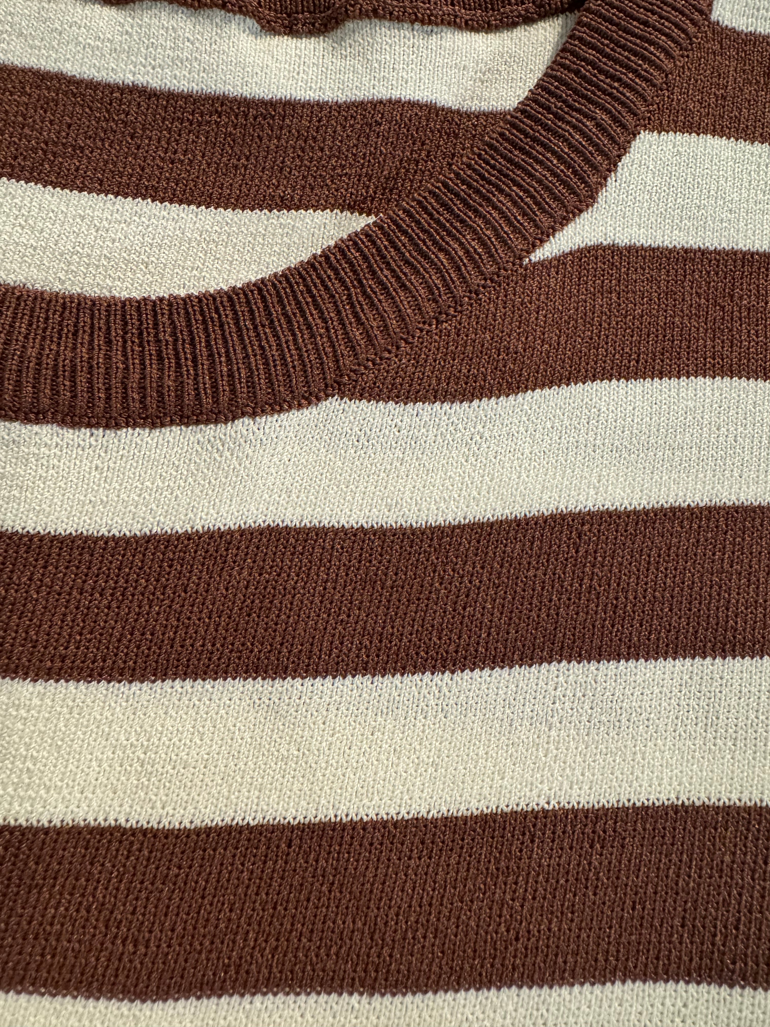 T-shirt Mery a righe in maglina cioccolato panna