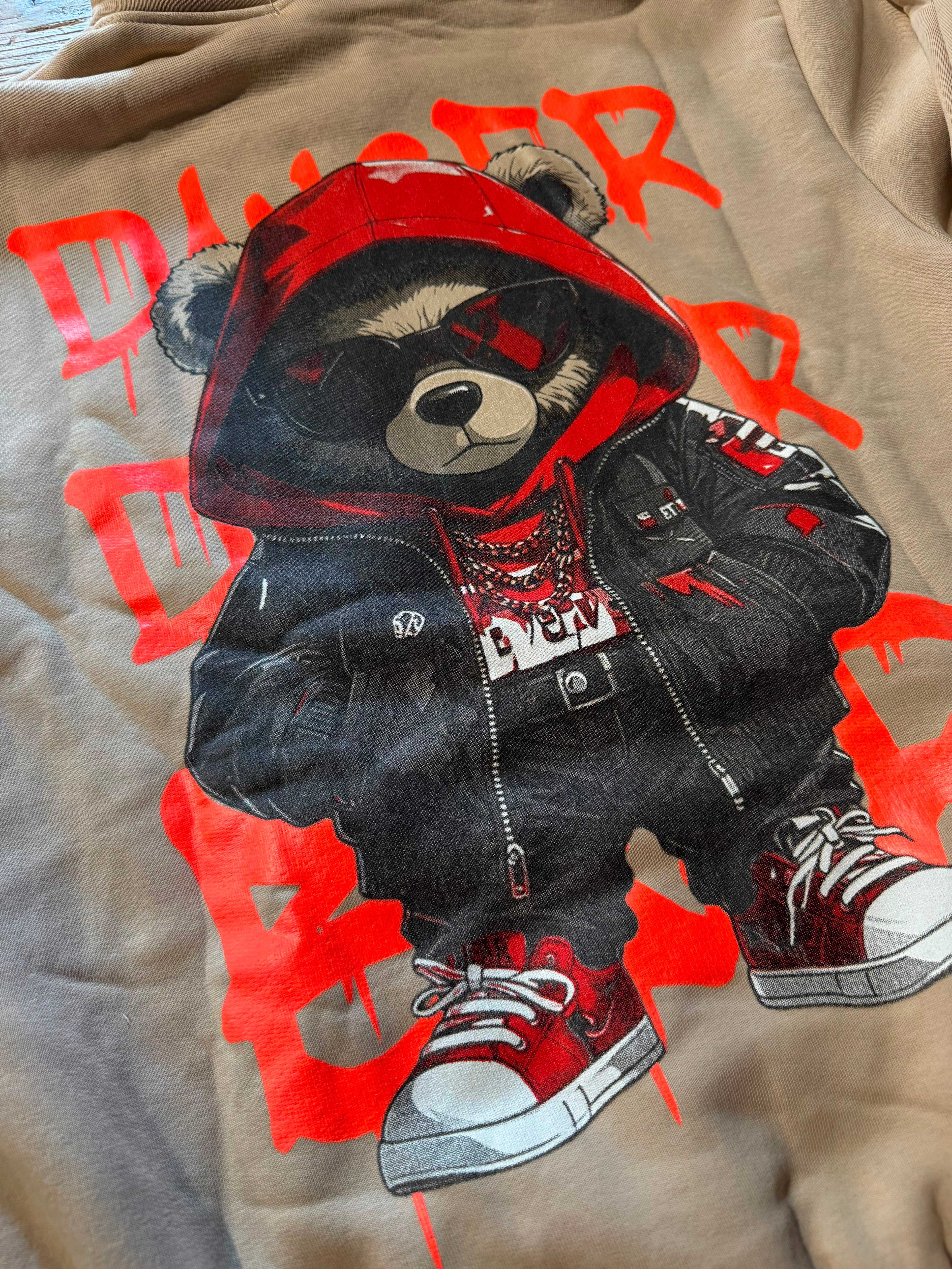 Felpa Ragazzo Felpata Danger Bear Sabbia
