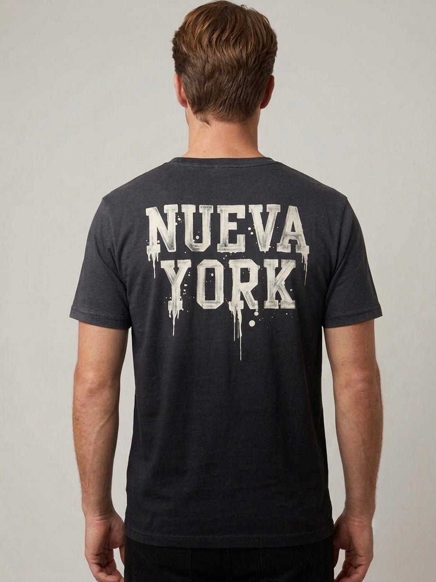 T-Shirt Nueva York Acid Wash Nero Lavato
