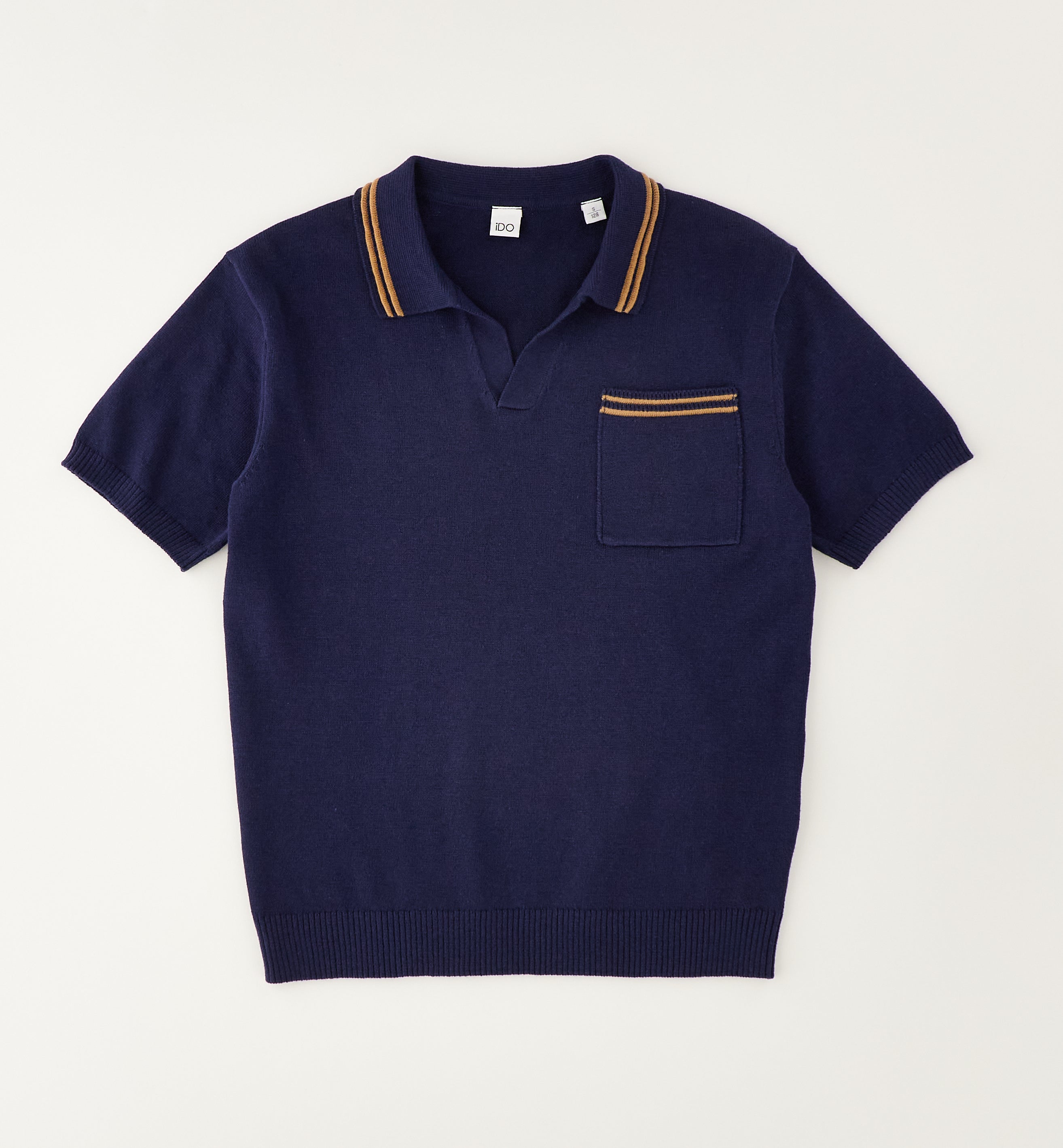 Polo in Maglia di Cotone Blu Navy