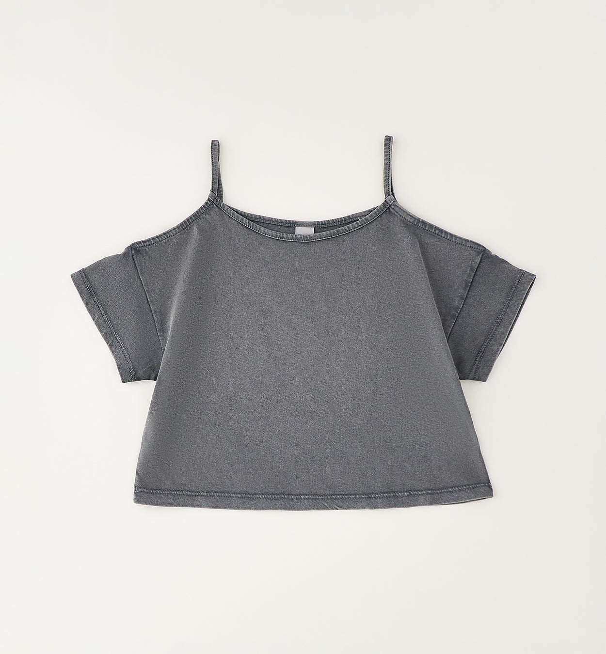 T-shirt Cropped con Spalline Grigio