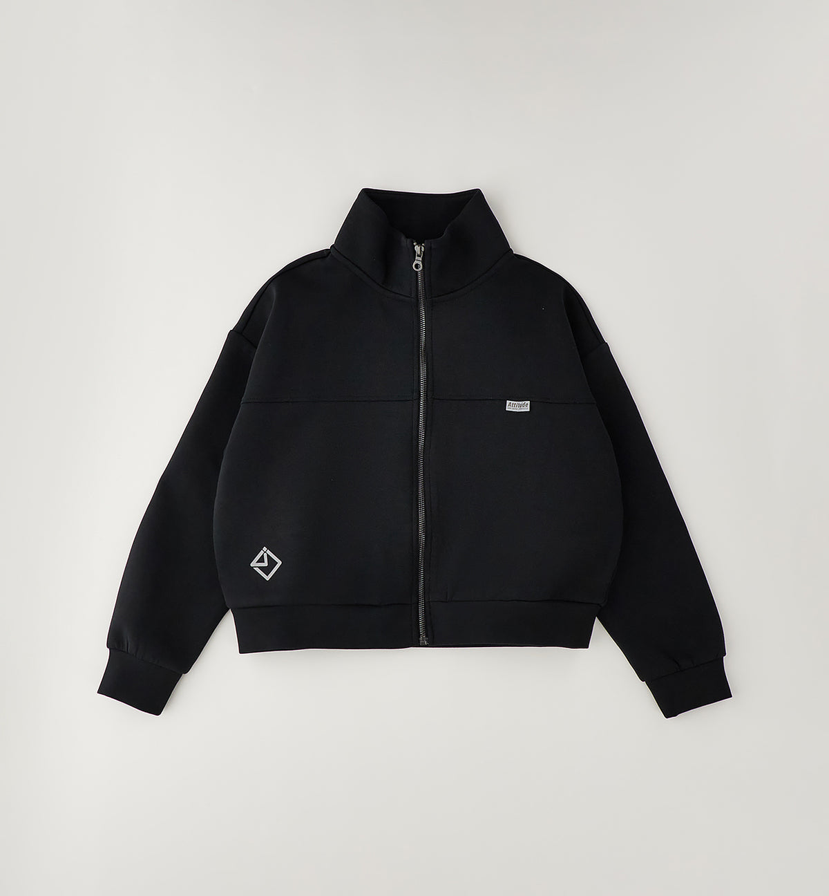 Felpa Kingston con Zip ed Effetto Scuba Nero