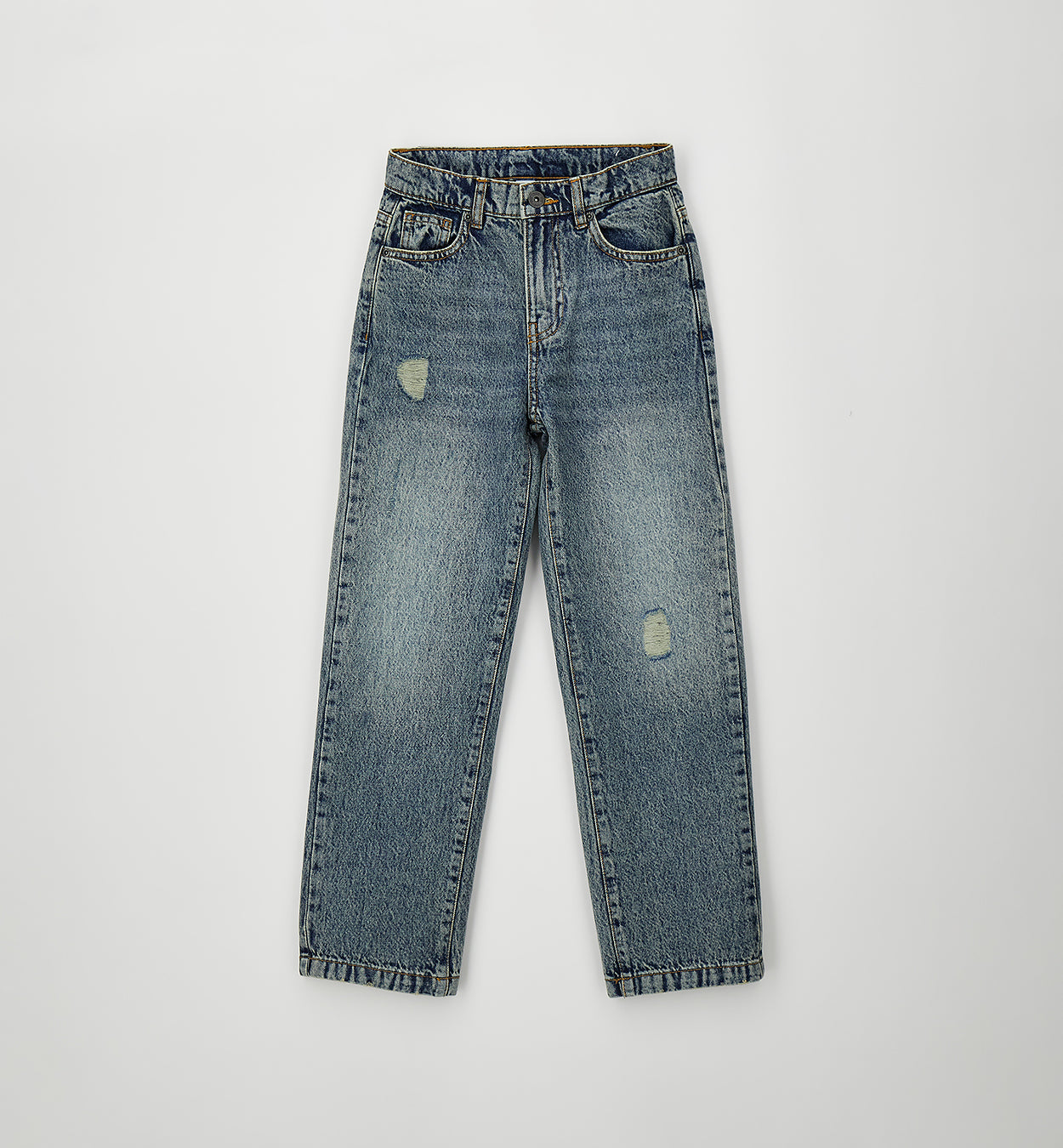 Jeans Straight Fit Denim Chiaro Lavato