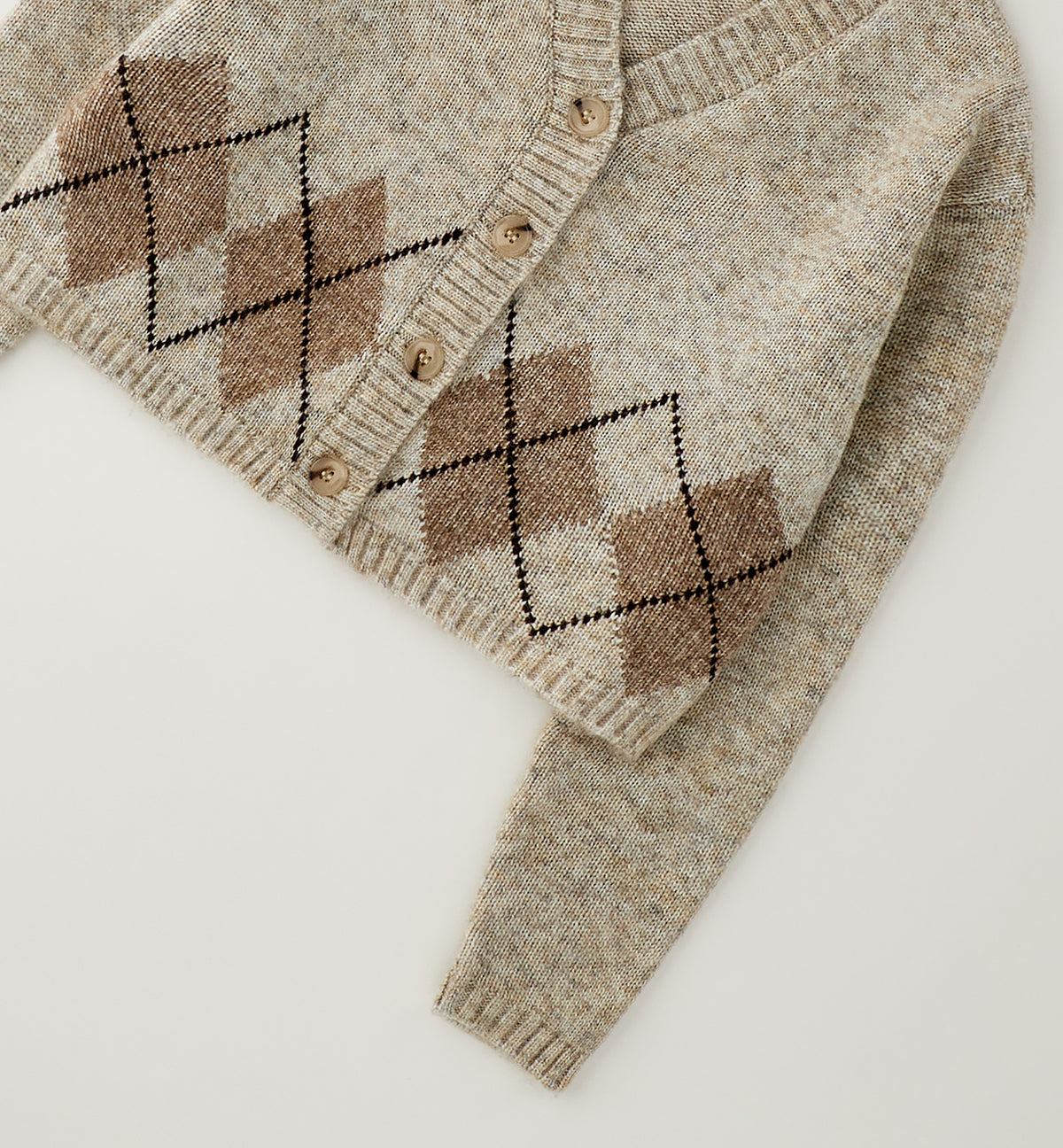 Cardigan Ginevra Beige a Rombi Argyle