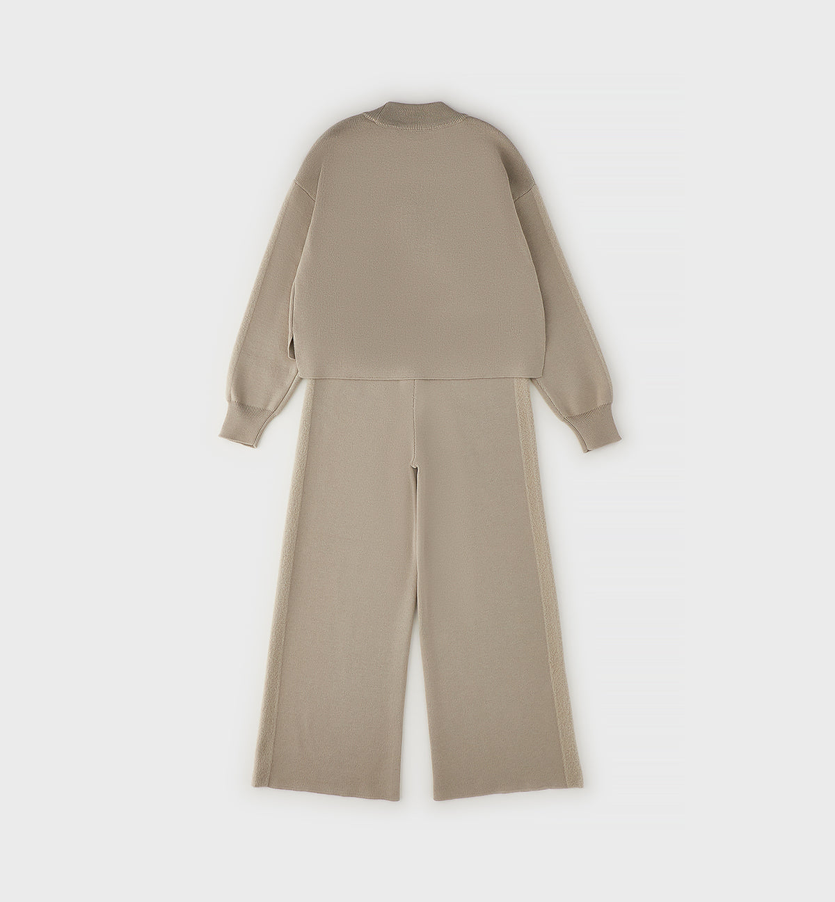 Completo Adele Beige in Maglia con Pullover e Pantalone Wide Leg