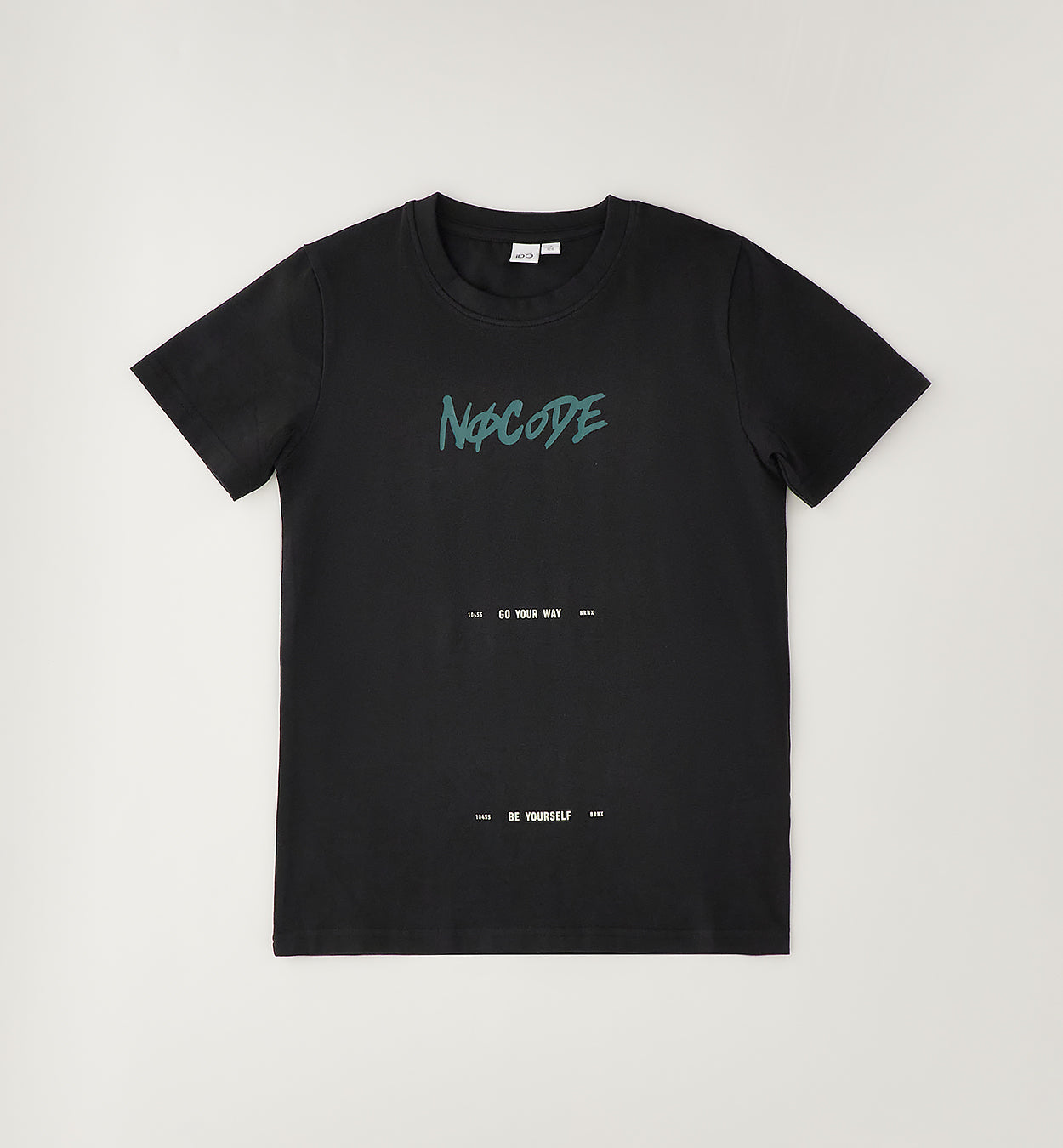 T-shirt Nera No Code Cotone Elasticizzato