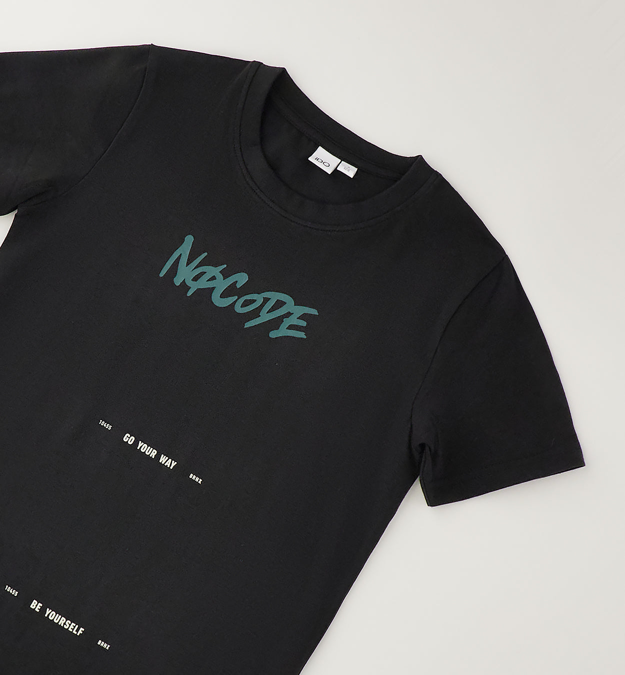 T-shirt Nera No Code Cotone Elasticizzato