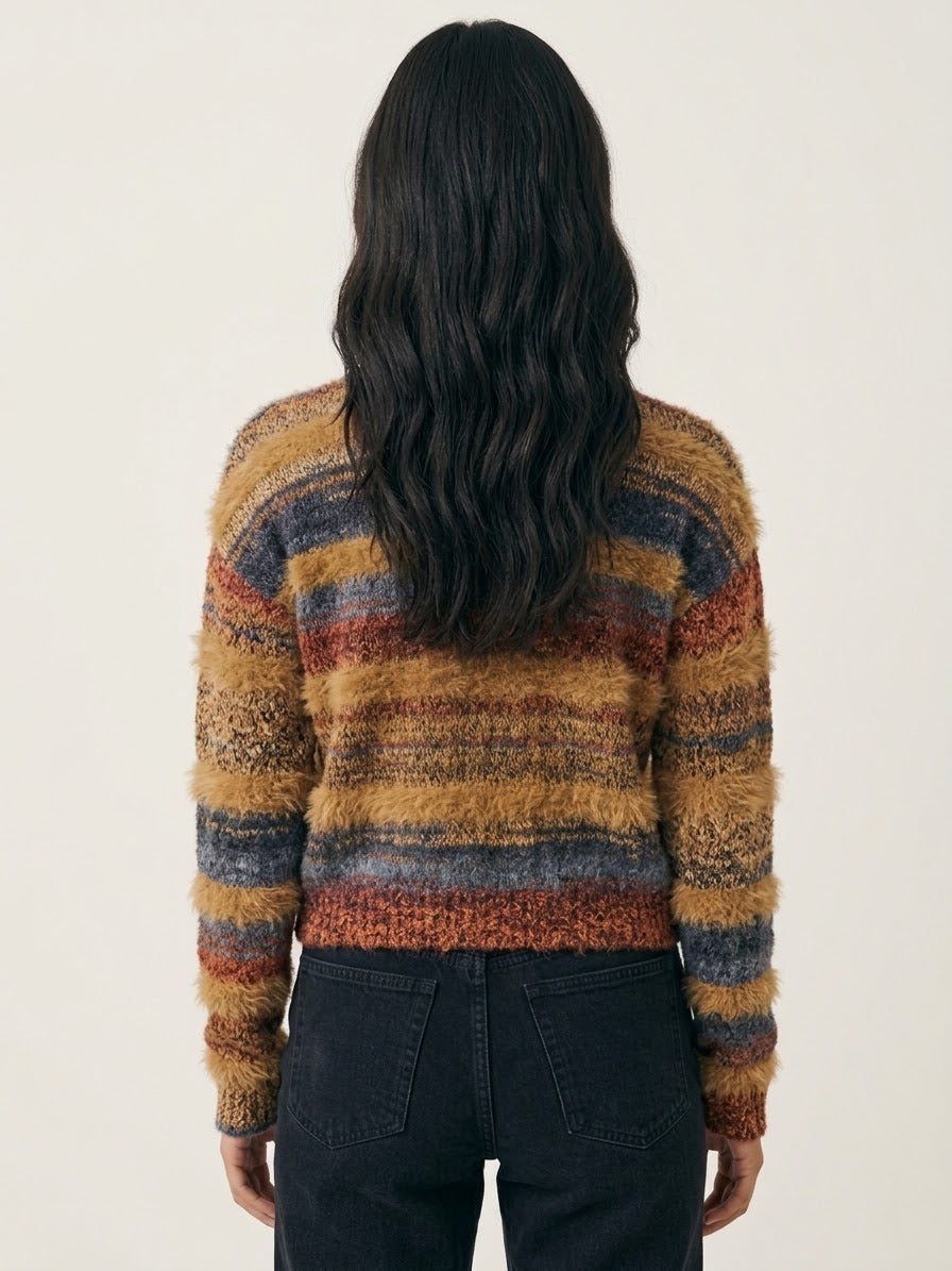 Maglione Rigato Iris in Lavorazione Pelosa