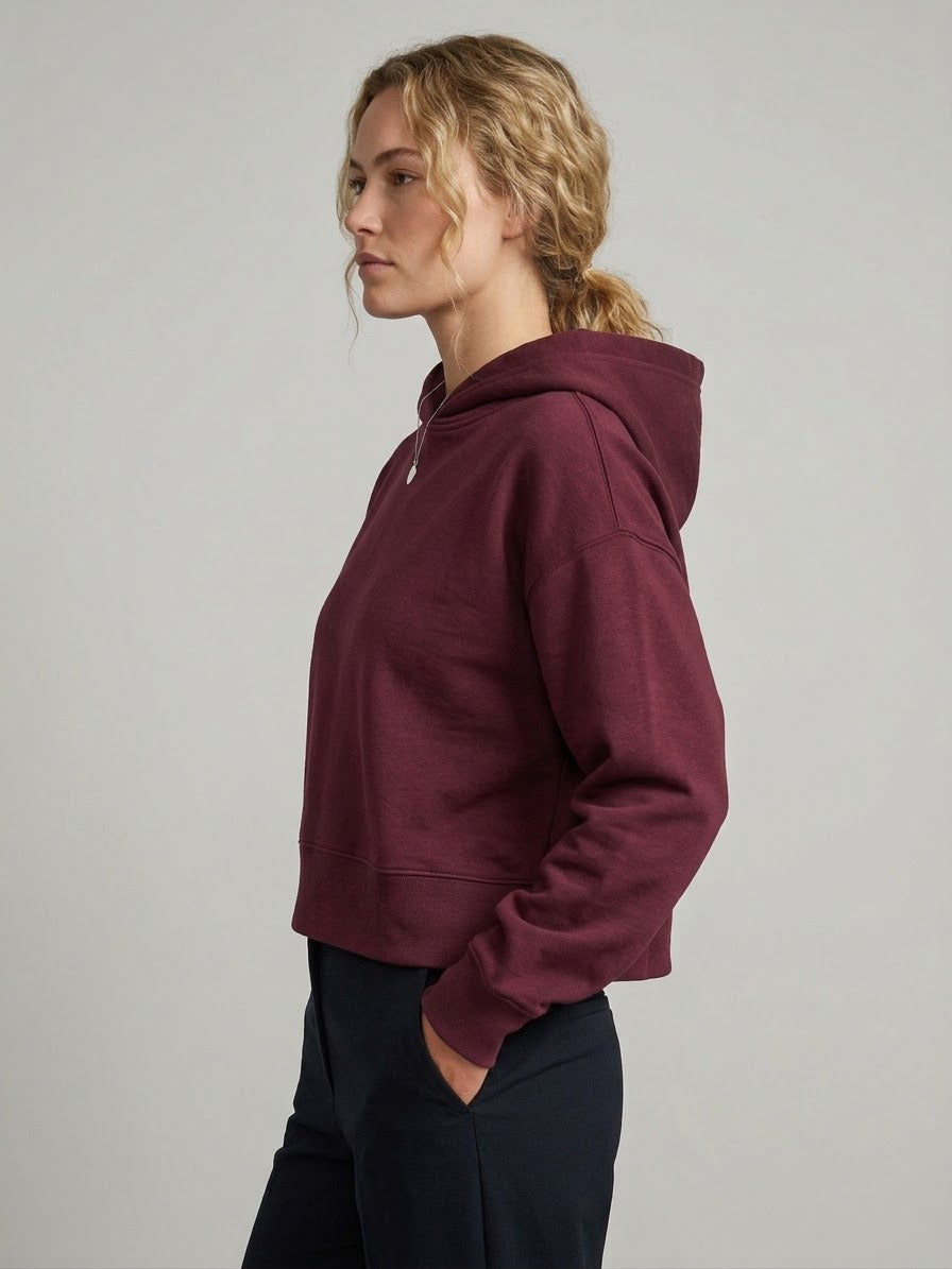 Felpa Donna Boxy fit con Cappuccio Burgundy Velvet Street Lab