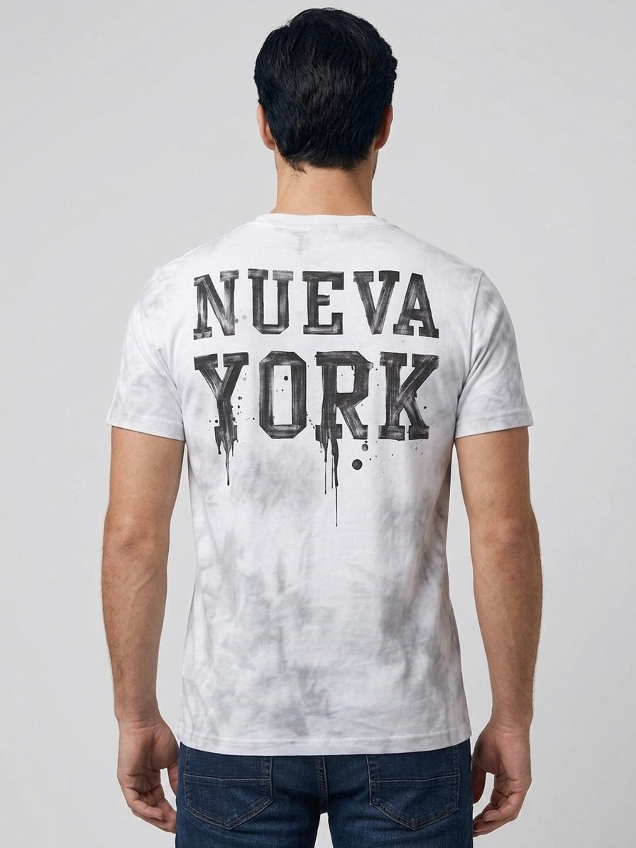 T-Shirt Nueva York Acid Wash Bianco