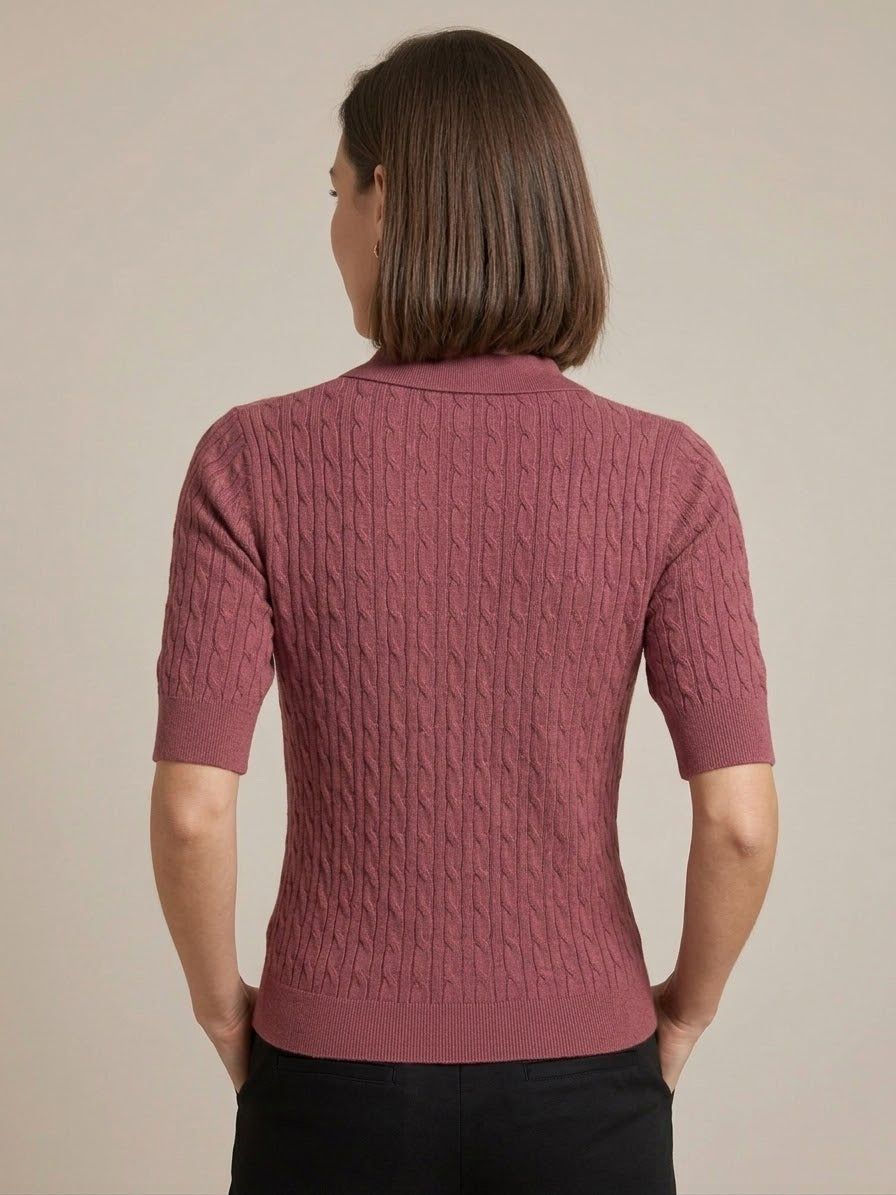 Polo in Maglia Donna Essy Bordeaux a Trecce