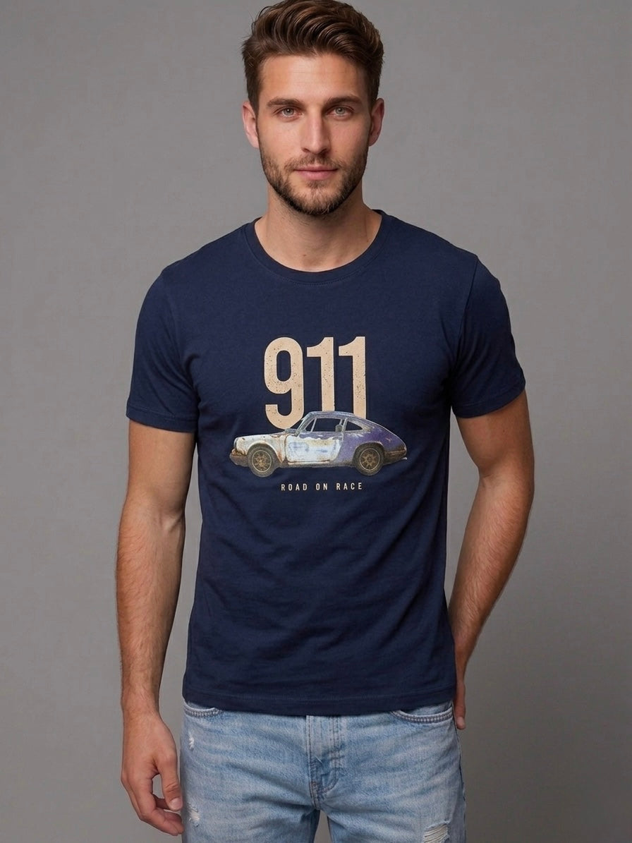 T-shirt 911 Road on Race Blu