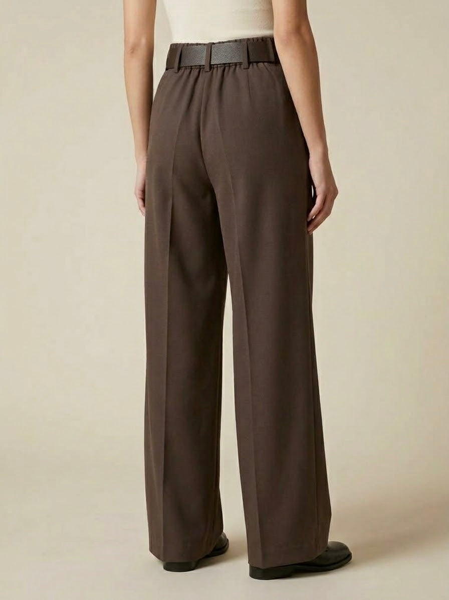 Pantalone Bea Gamba Larga con Cintura Elastico in Vita