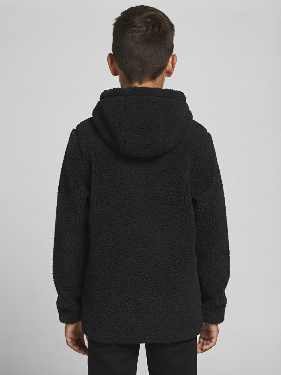 Giacca Felpa Rey in Fleece Effetto Teddy con Zip Nera