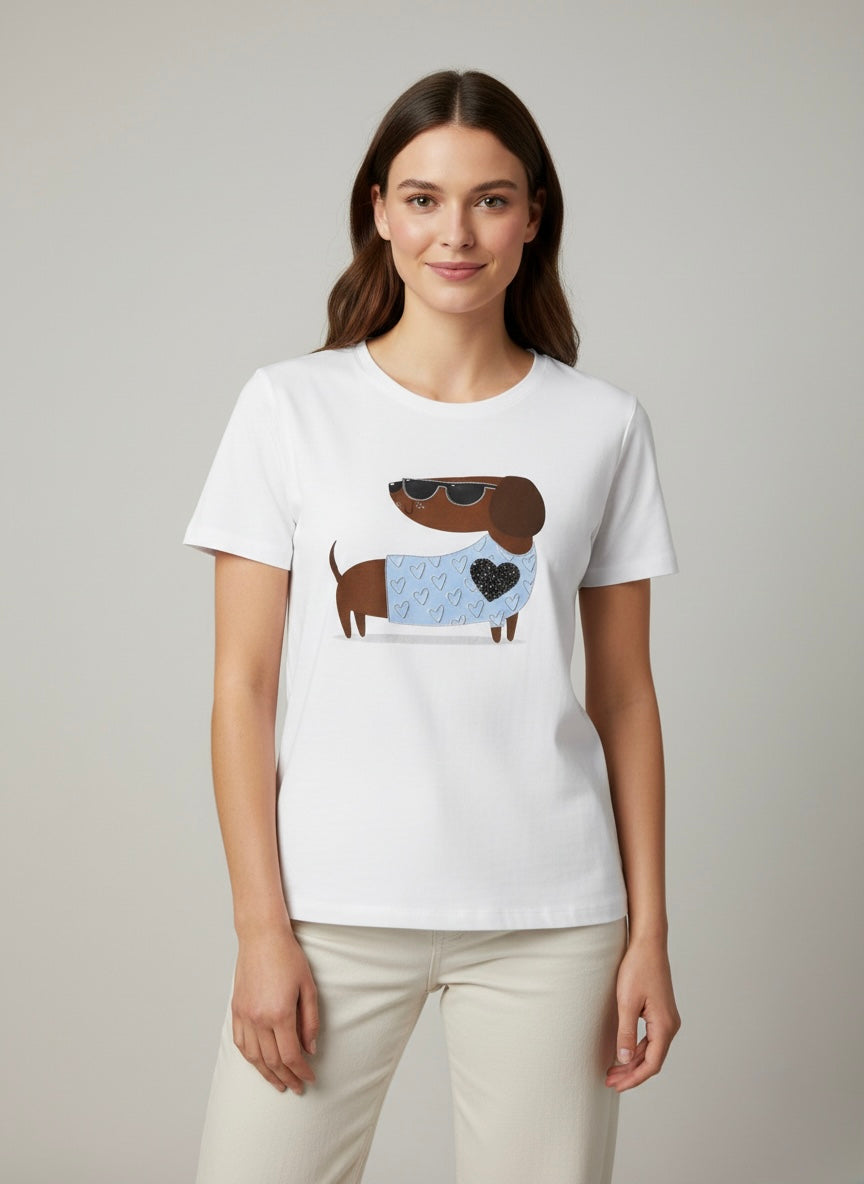 T-shirt Bassotto Cool Azzurro