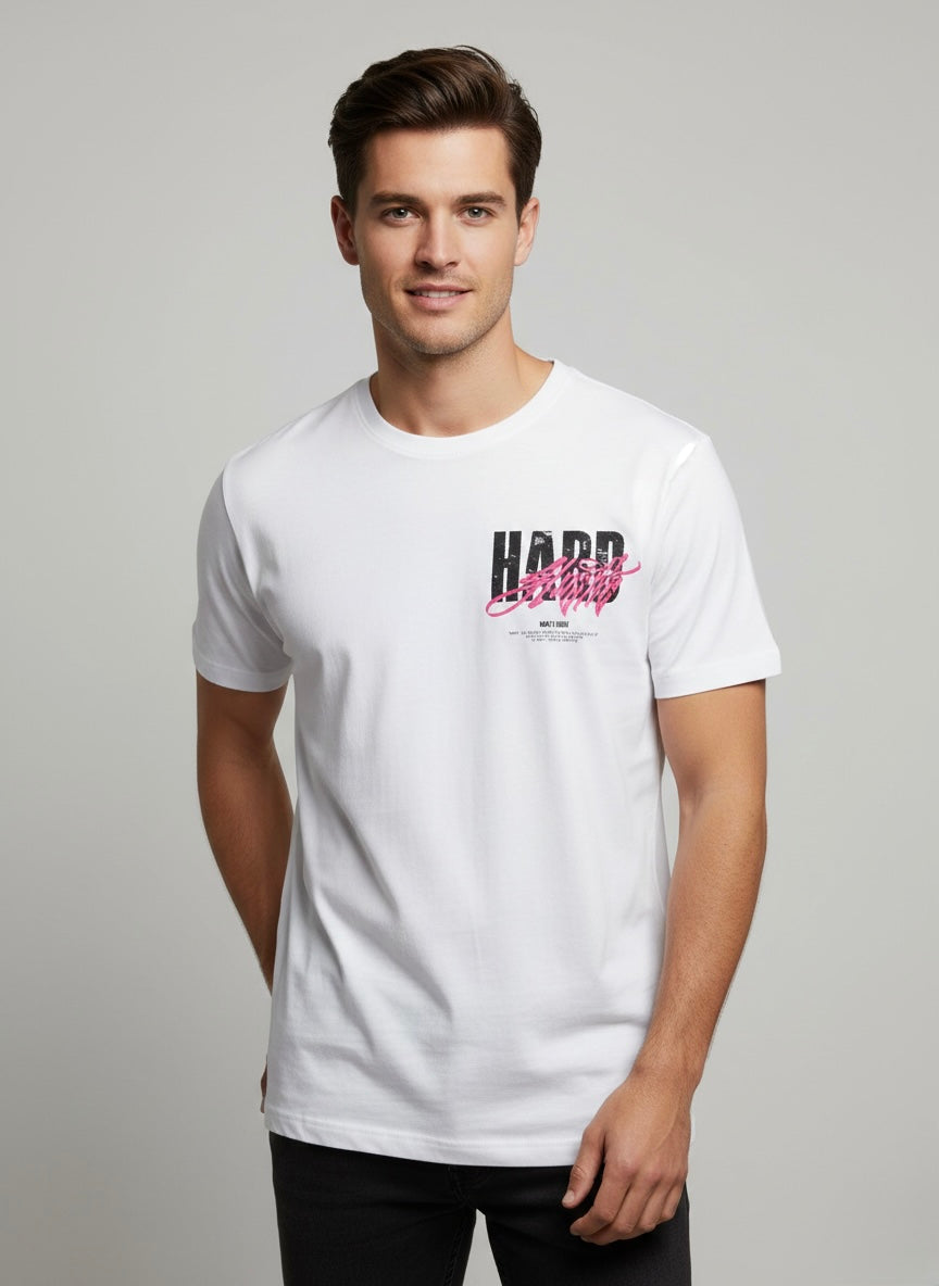 T-Shirt Hard Hustle bianca