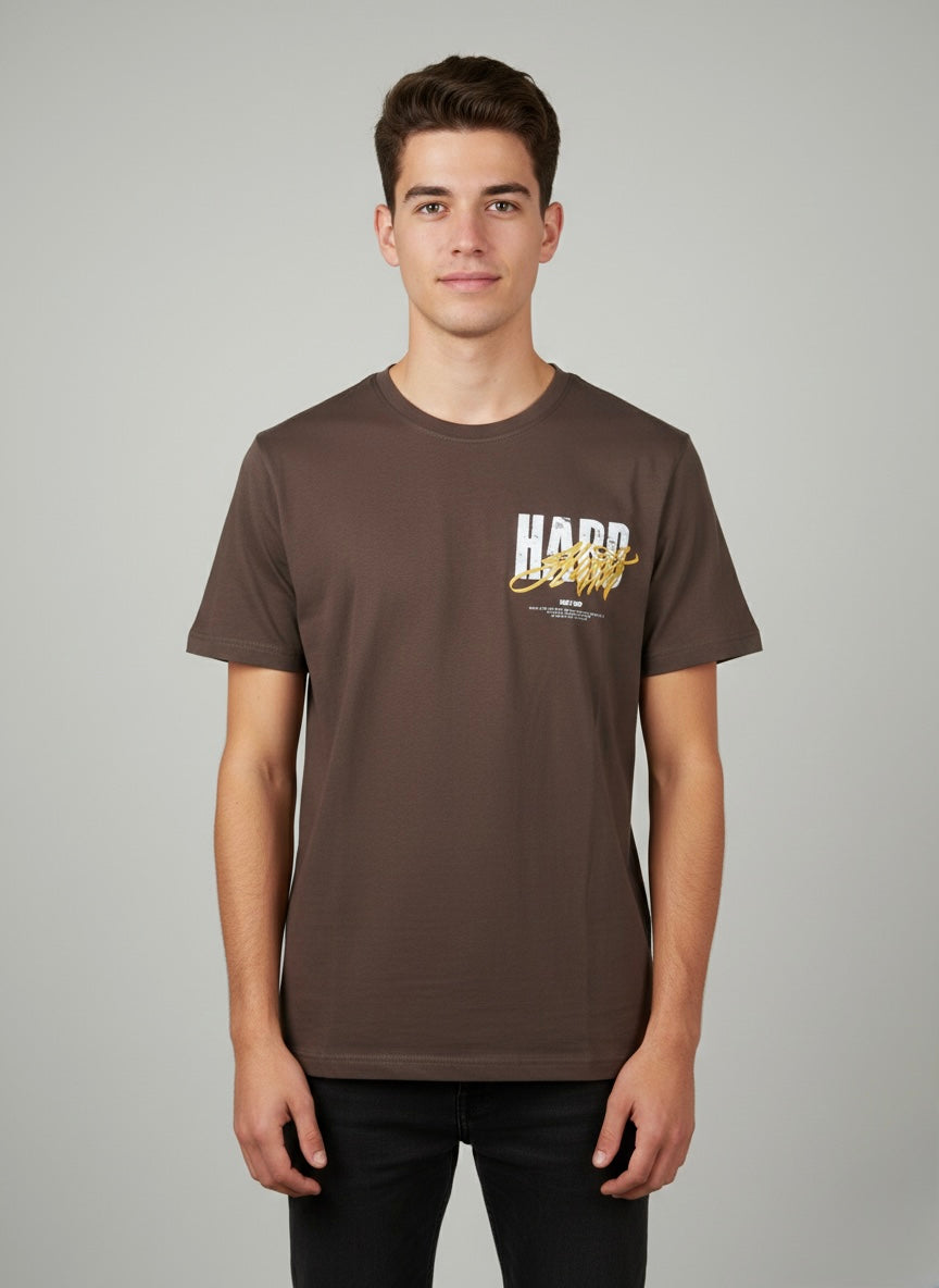 T-Shirt Hard Hustle cioccolato