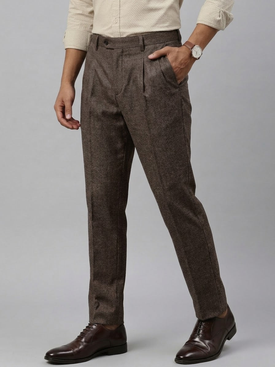 Pantaloni Sartoriali Uomo Torino con Pinces Misto Viscosa Melange