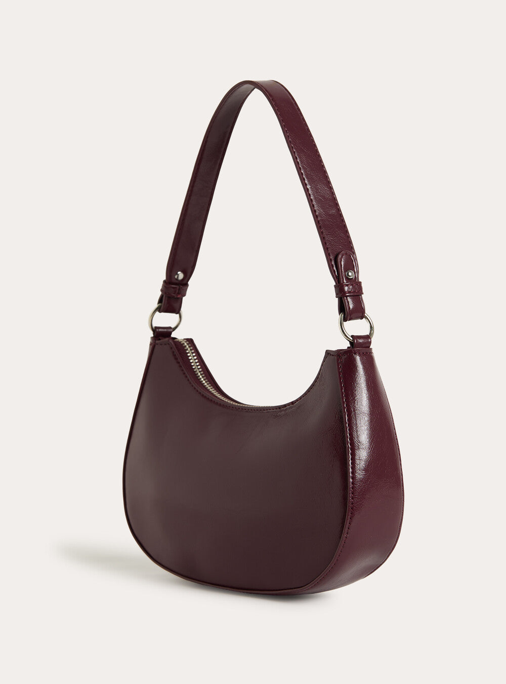Borsa a Spalla a Mezza Luna Iris in Similpelle Bordeaux