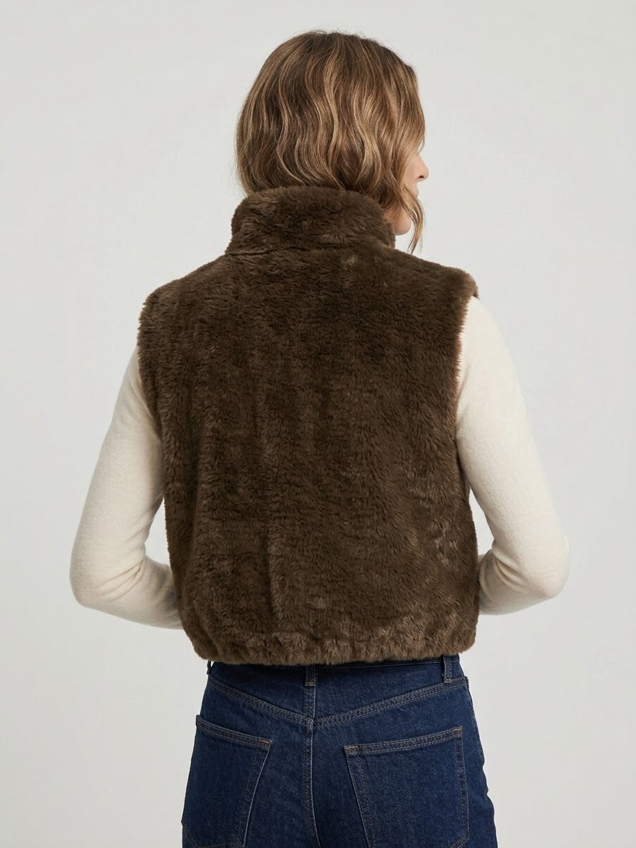 Gilet In Eco Pelliccia Astra Marrone