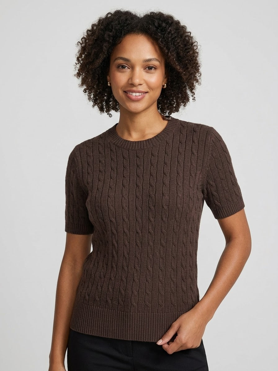 Maglia Smanicata Elena a Trecce Cioccolato Chic