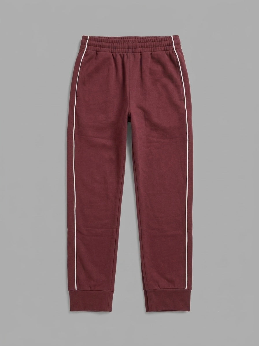 Completo Felpato con Felpa Crop e Leggings Bordeaux e Rosa