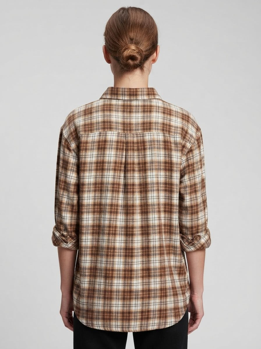 Camicia Arizona a Quadri Flanellata Marrone e Beige