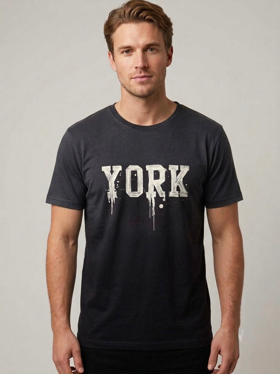 T-Shirt Nueva York Acid Wash Nero Lavato
