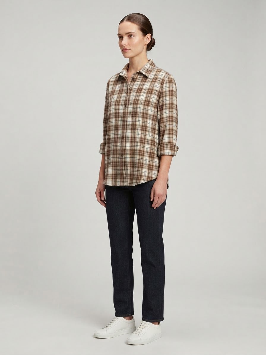 Camicia Arizona a Quadri Flanellata Marrone e Beige