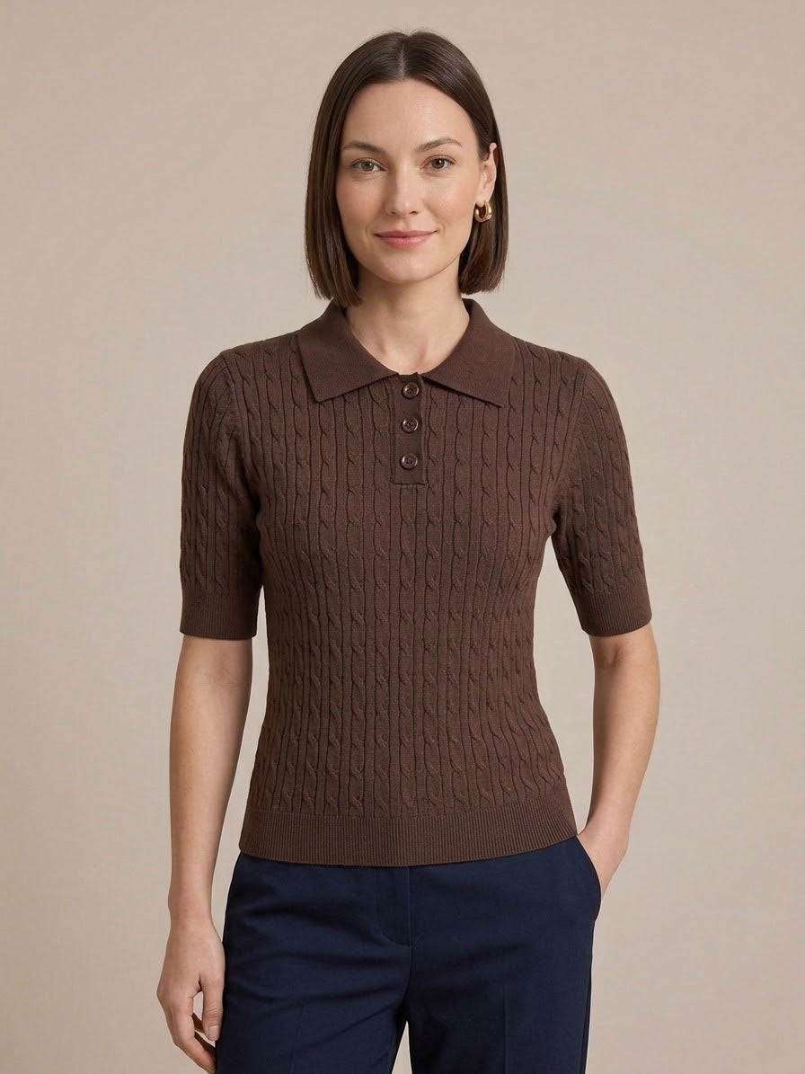 Polo in Maglia Donna Essy Marrone Cioccolato