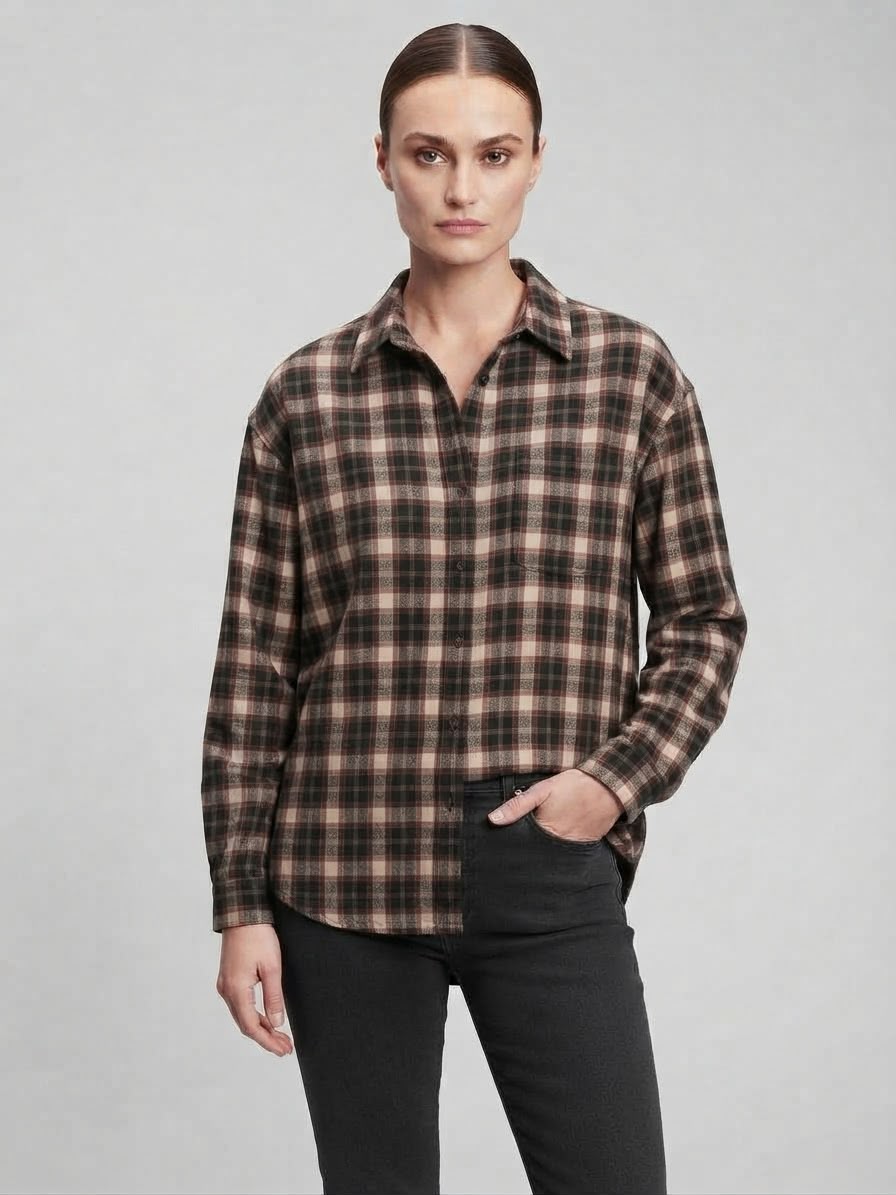 Camicia Texas a Quadri Flanellata in Puro Cotone