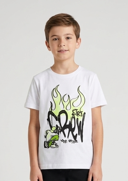 T-shirt NYC Crew Stile Graffiti Bianca