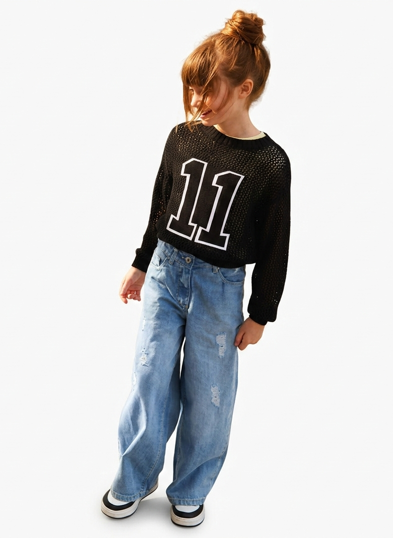 Jeans Wide Leg con Rotture
