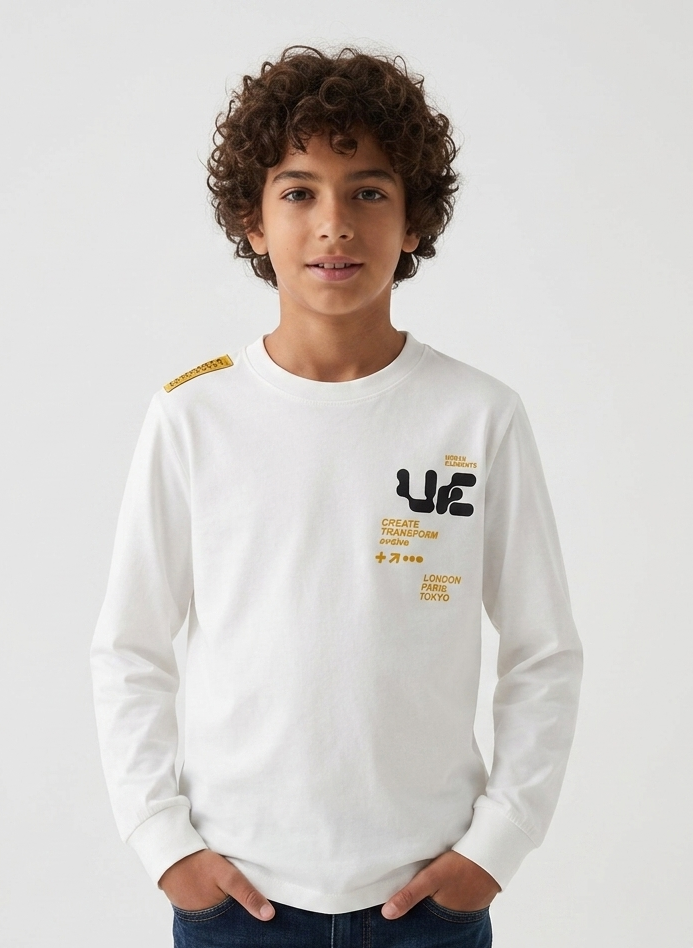 T-shirt Manica Lunga Bianca Urban Ocra