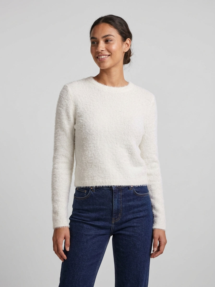 Maglione Only Kerry Fluffy Paricollo Bianco Panna