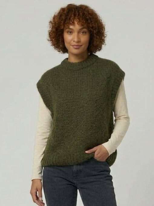 Gilet in Maglia Sveva Misto Lana Verde Militare
