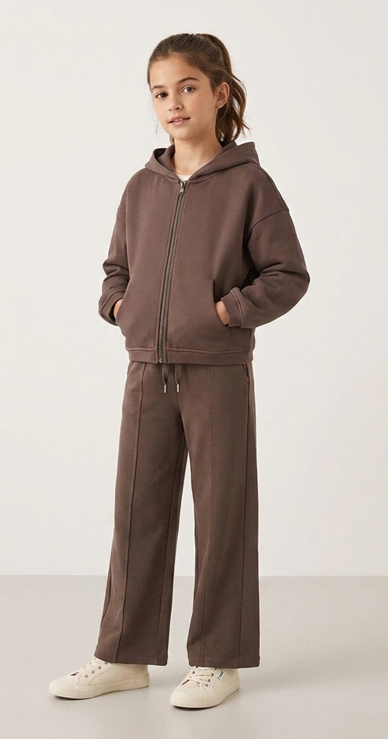 Pantalone Tuta Garzato Wide Leg Marrone Fango
