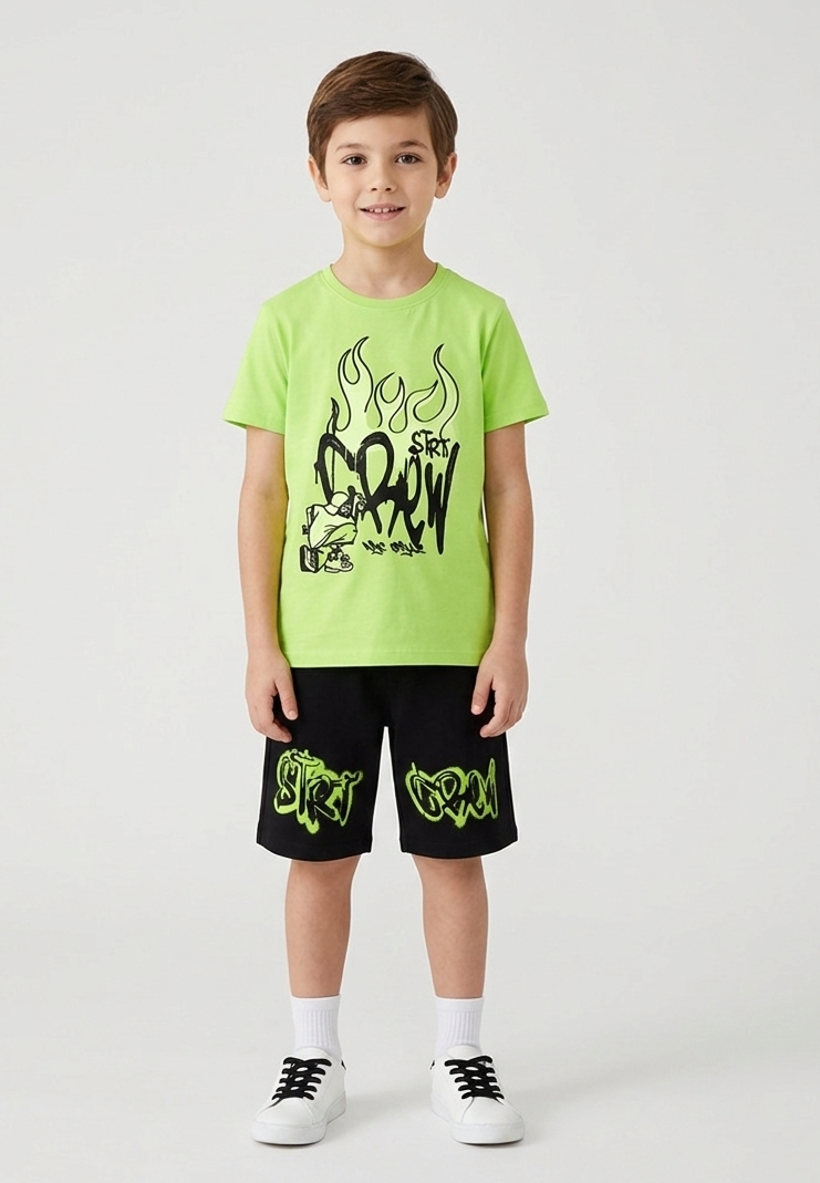 T-shirt NYC Crew Stile Graffiti Verde Brillante