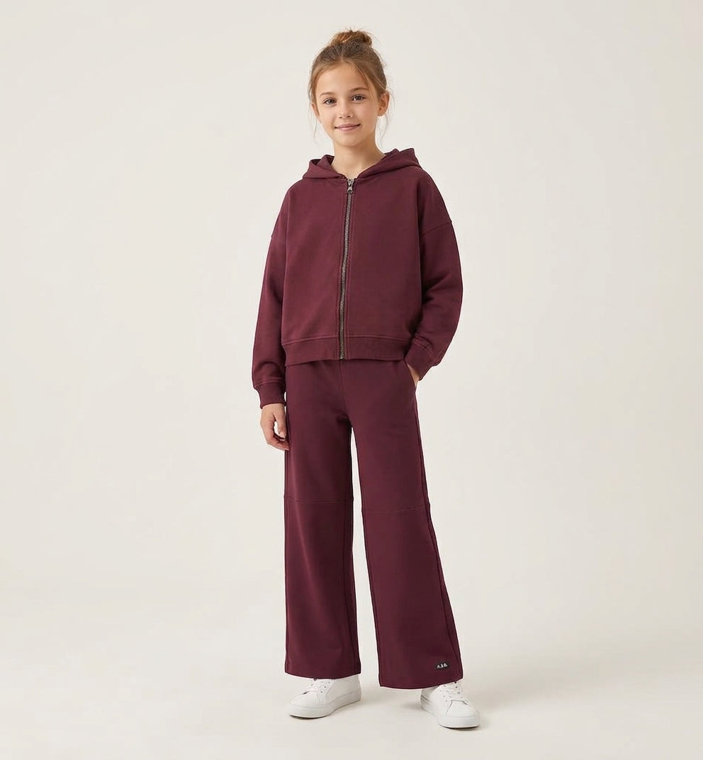 Felpa Felpata Sofia Bordeaux con Zip e Cappuccio
