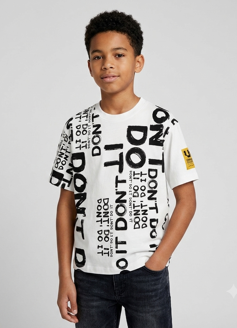 T-shirt Oversize Bianca Graffiti Don't Do It
