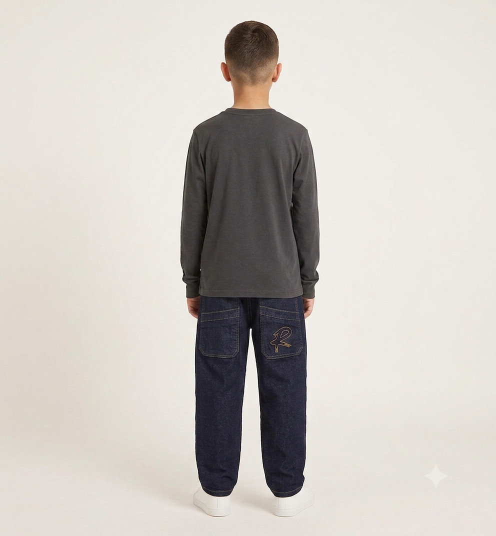 Jeans Slouchy Fit Denim Scuro Raw