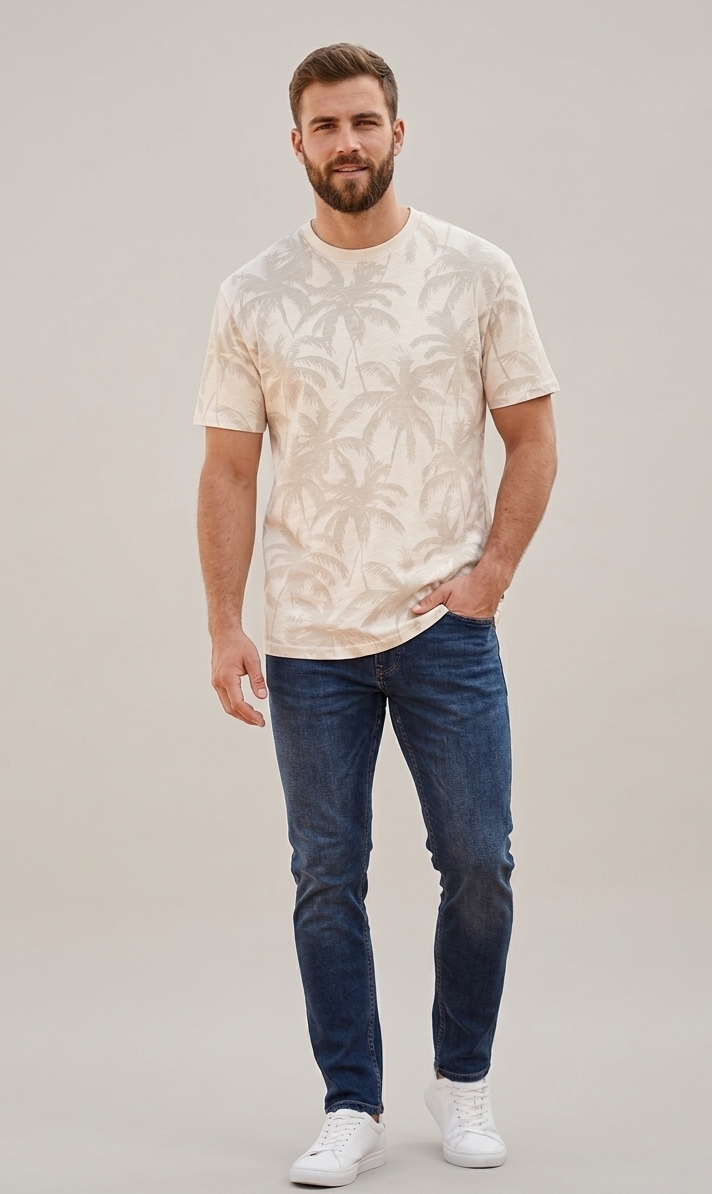 T-shirt Perry con Palme Sabbia