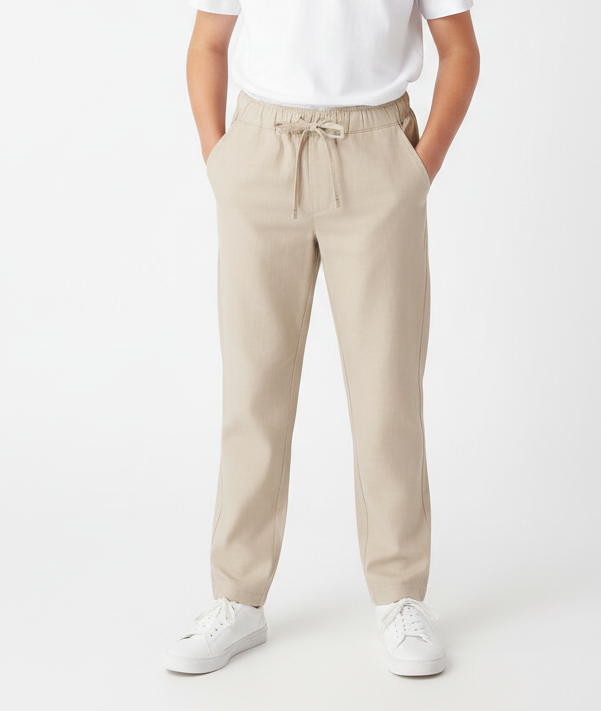 Pantalone Oliver da Cerimonia in Misto Lino Beige