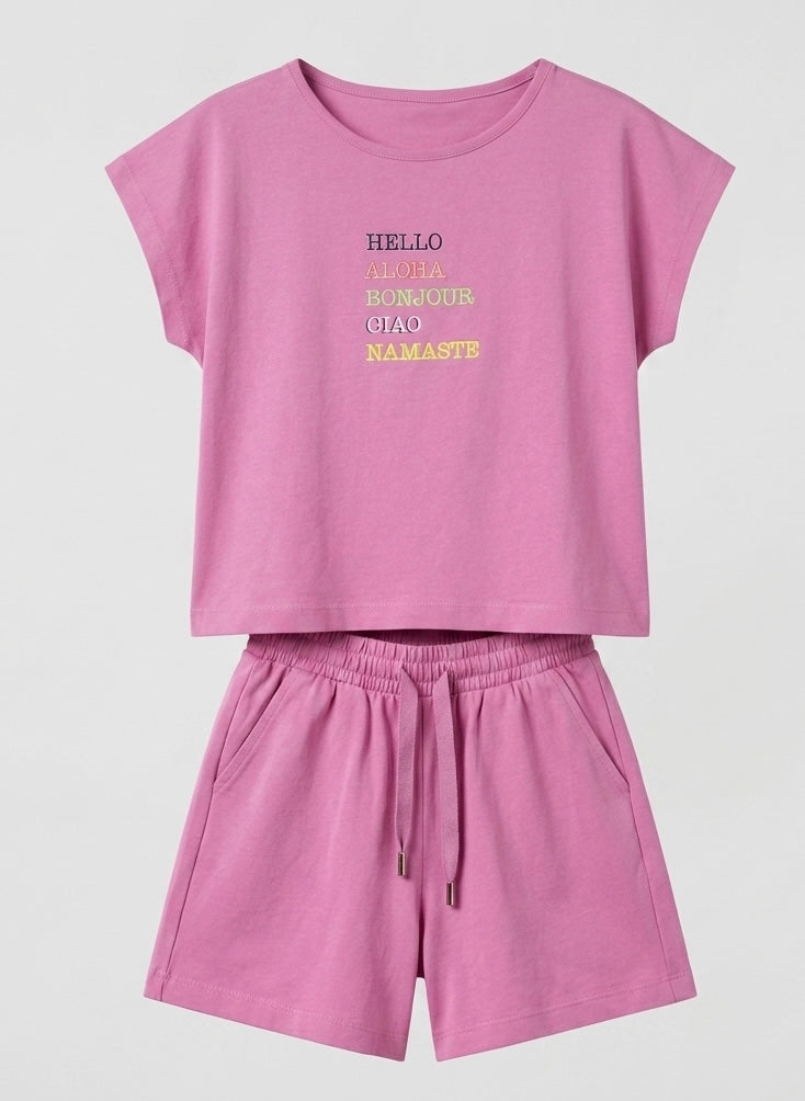 Completo Namaste In Cotone Lilla