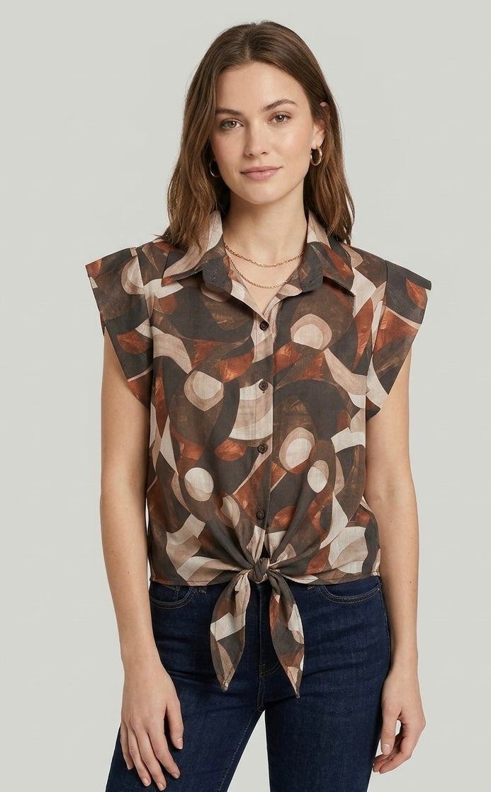 Blusa Petra Marrone con Nodo