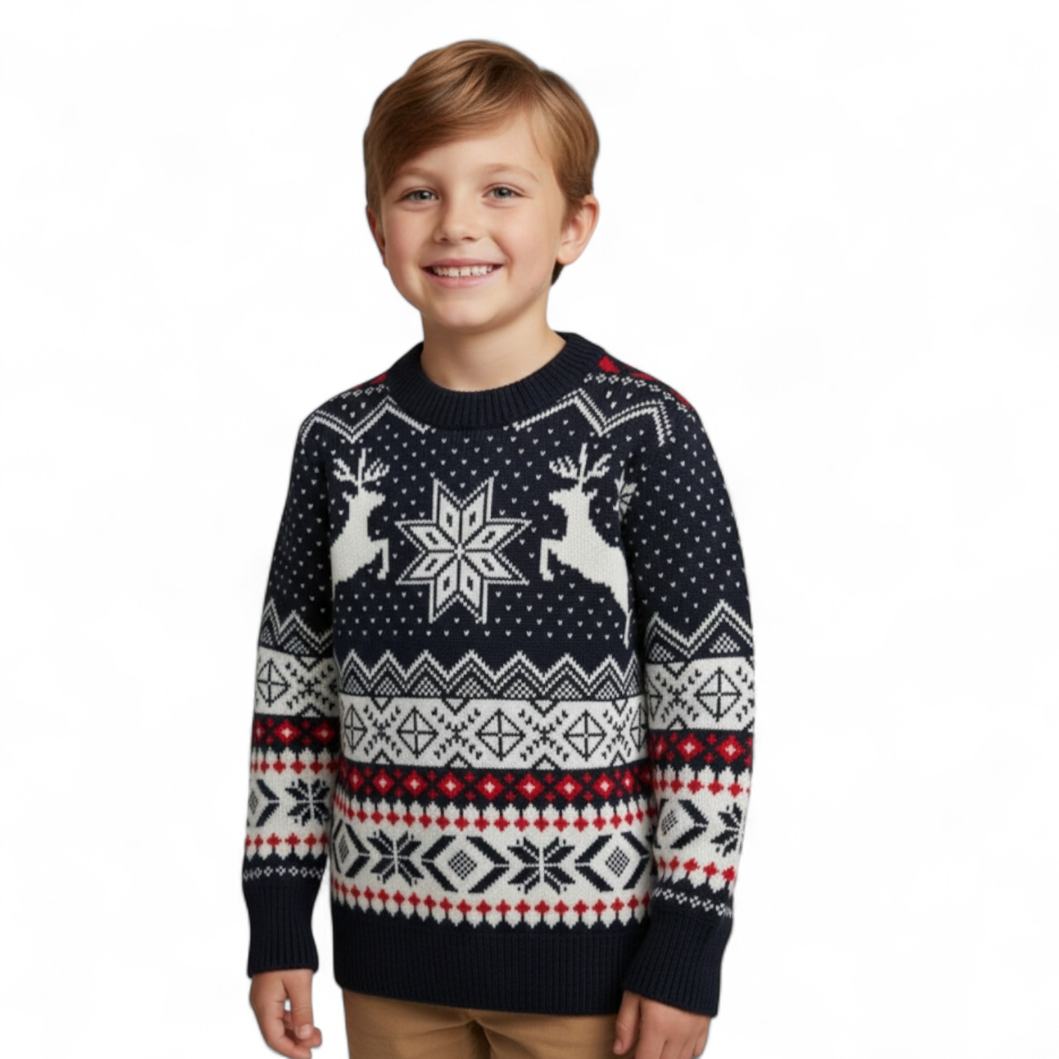 Maglione Natale fiocco blu junior